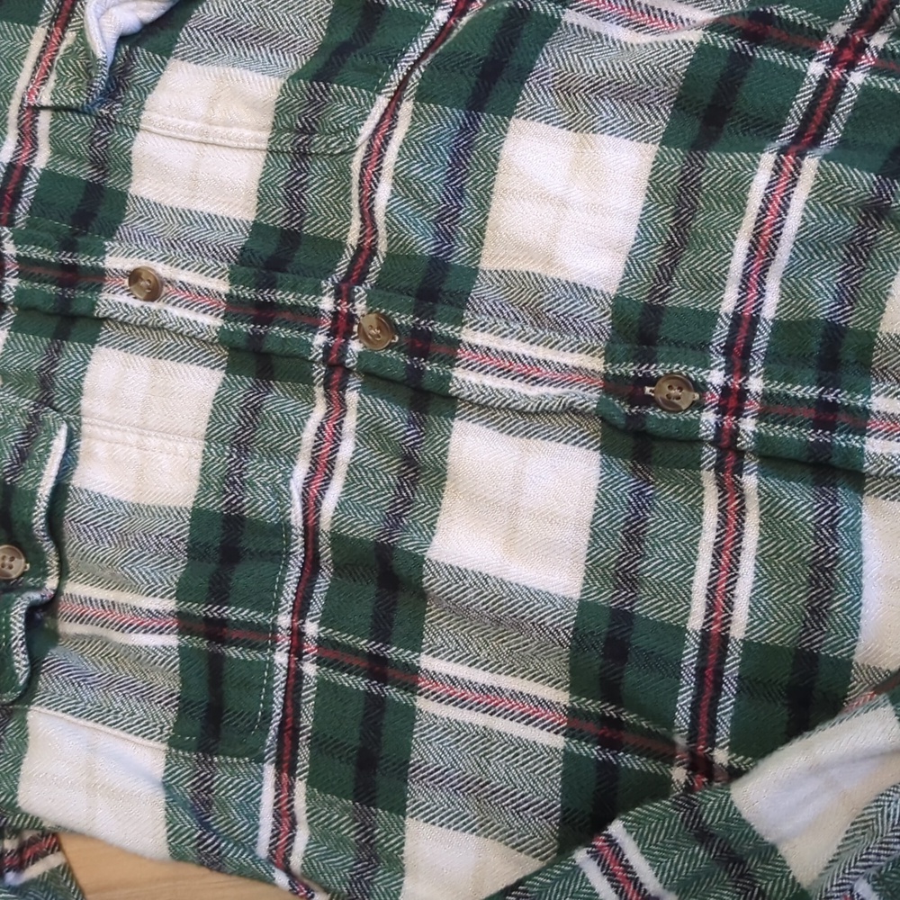 AE American Eagle Plaid Flannel Womens Size xsmall Green Oversized Cotton - Picture 2 of 2